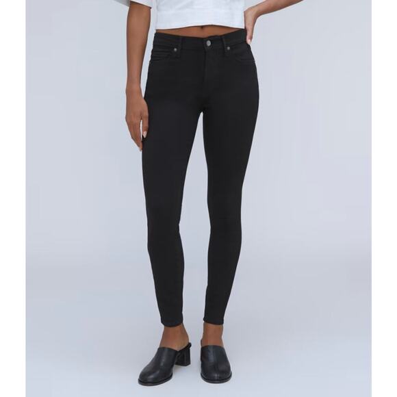 NWT Everlane The Mid-Rise Skinny Stretch Jean In Black Size 28 - Picture 3 of 9